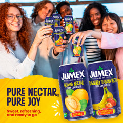 Jumex guava nectar in a glass with tropical aroma ready to enjoy