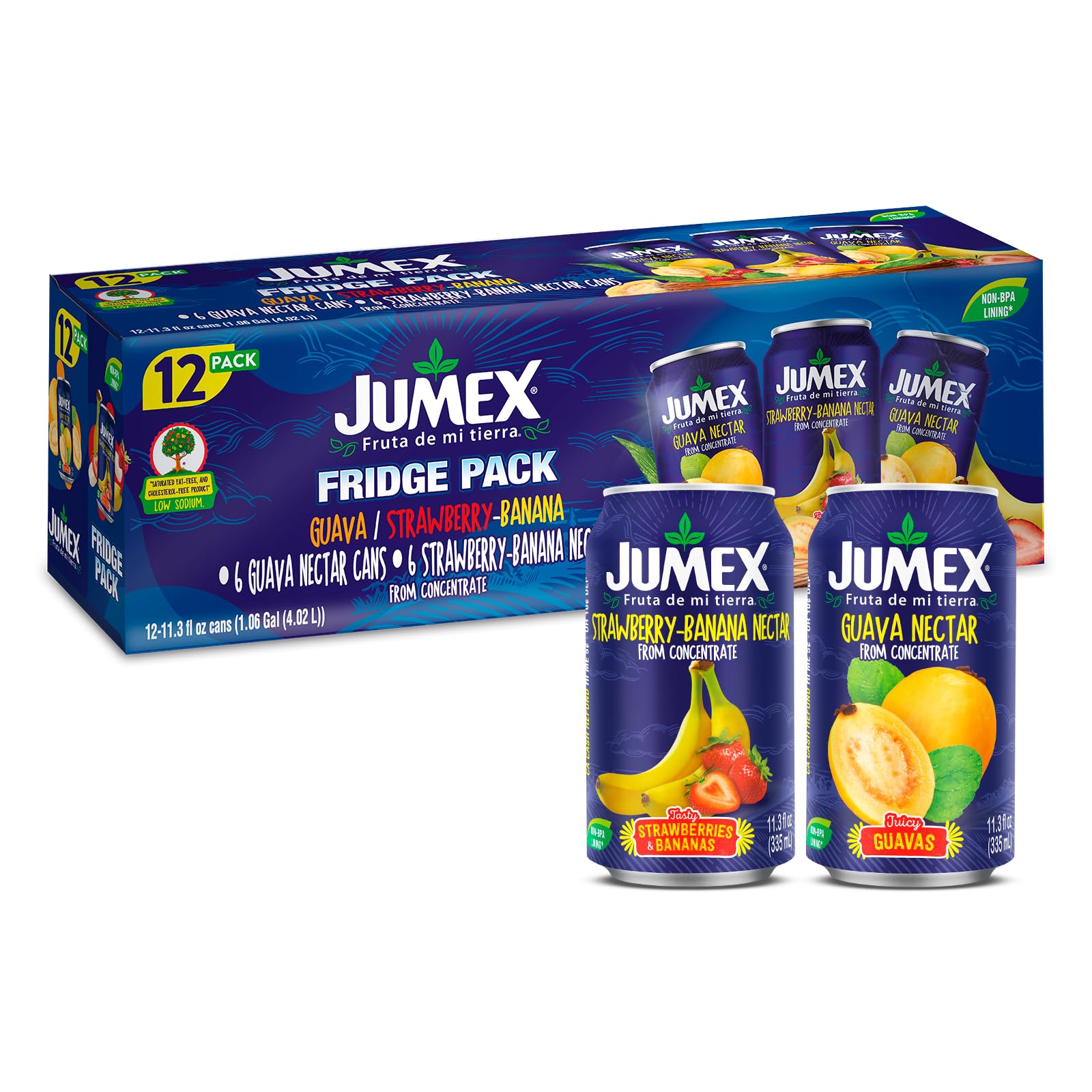 Jumex 12-pack cans of strawberry banana & guava nectar with bold fruit blend