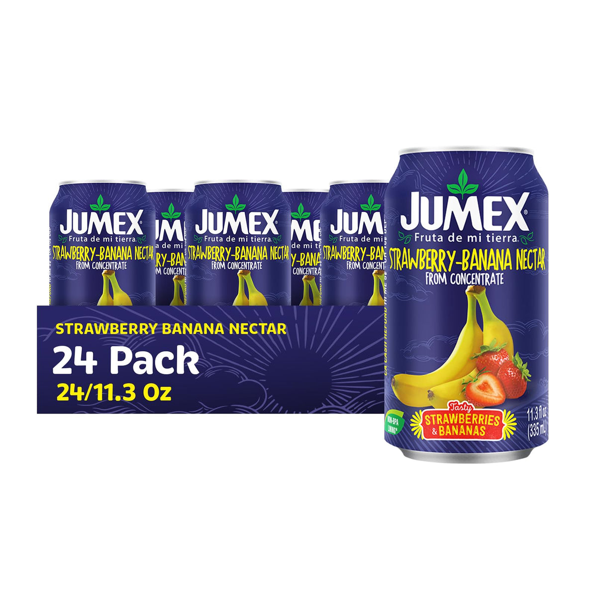 Jumex Strawberry Banana Nectar can pour for bold, refreshing fruit flavor.