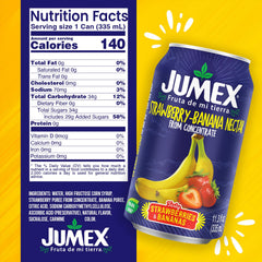 Jumex Strawberry Banana Nectar glass pour for quick, family-friendly drinks.