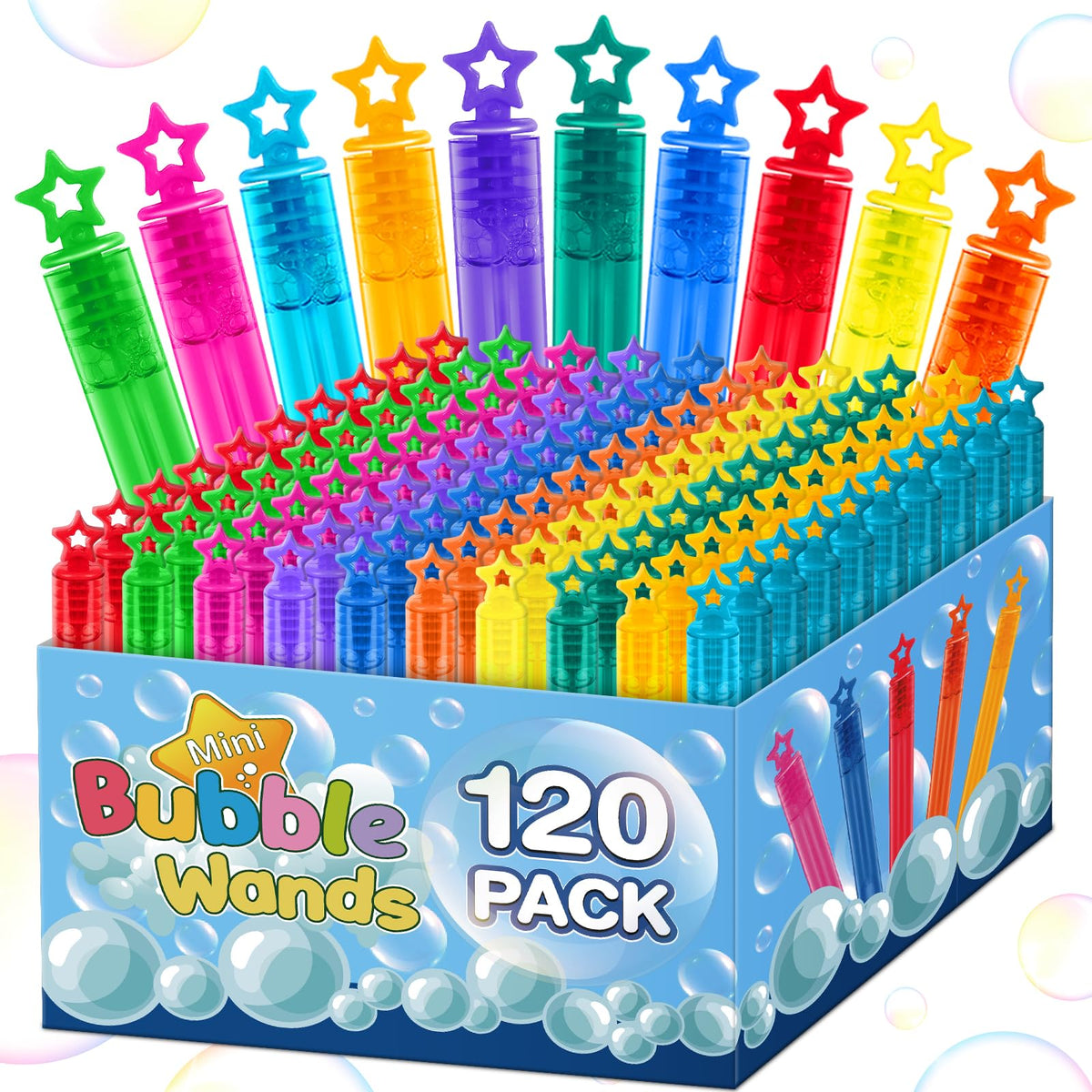 Jumlys 120pcs mini bubble wands with star handles for vibrant party fun
