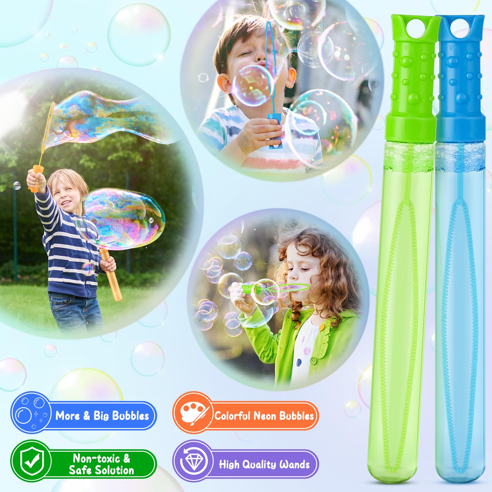 Jumlys bubble wands green, safe, non-toxic solution for kids' fun.