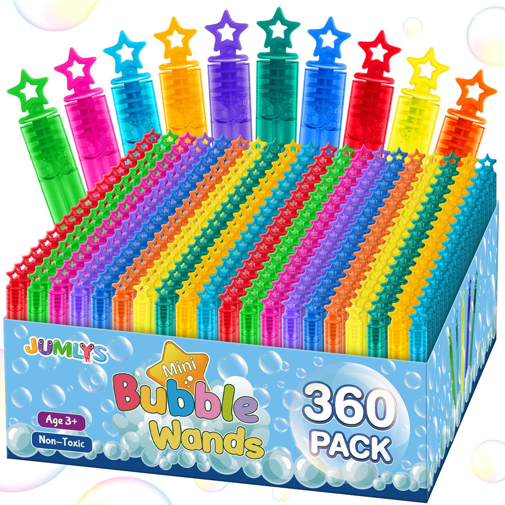 Jumlys mini bubble wands with star handles in neon colors for lively party favors