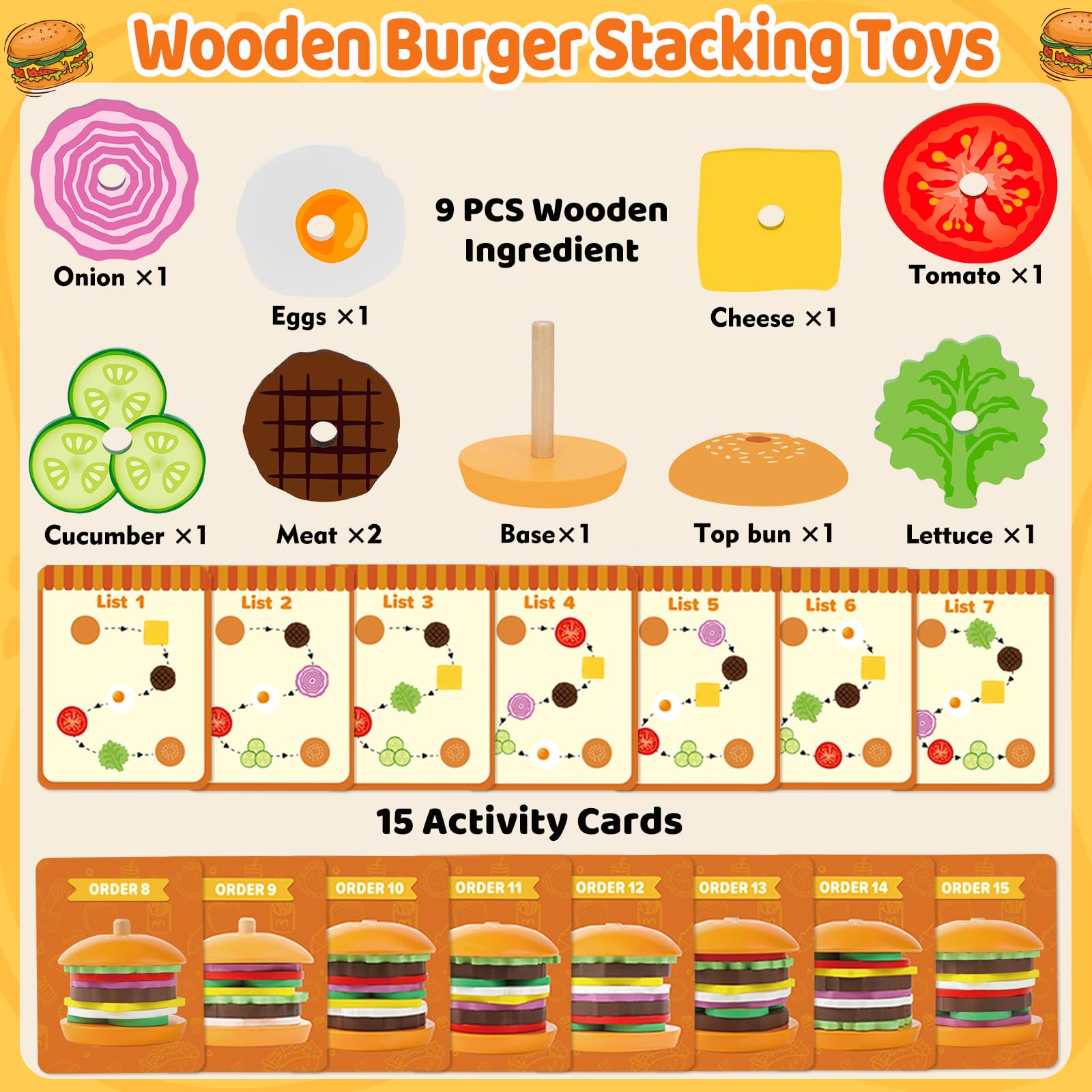 Jumlys burger lettuce piece for fine motor practice and color recognition.