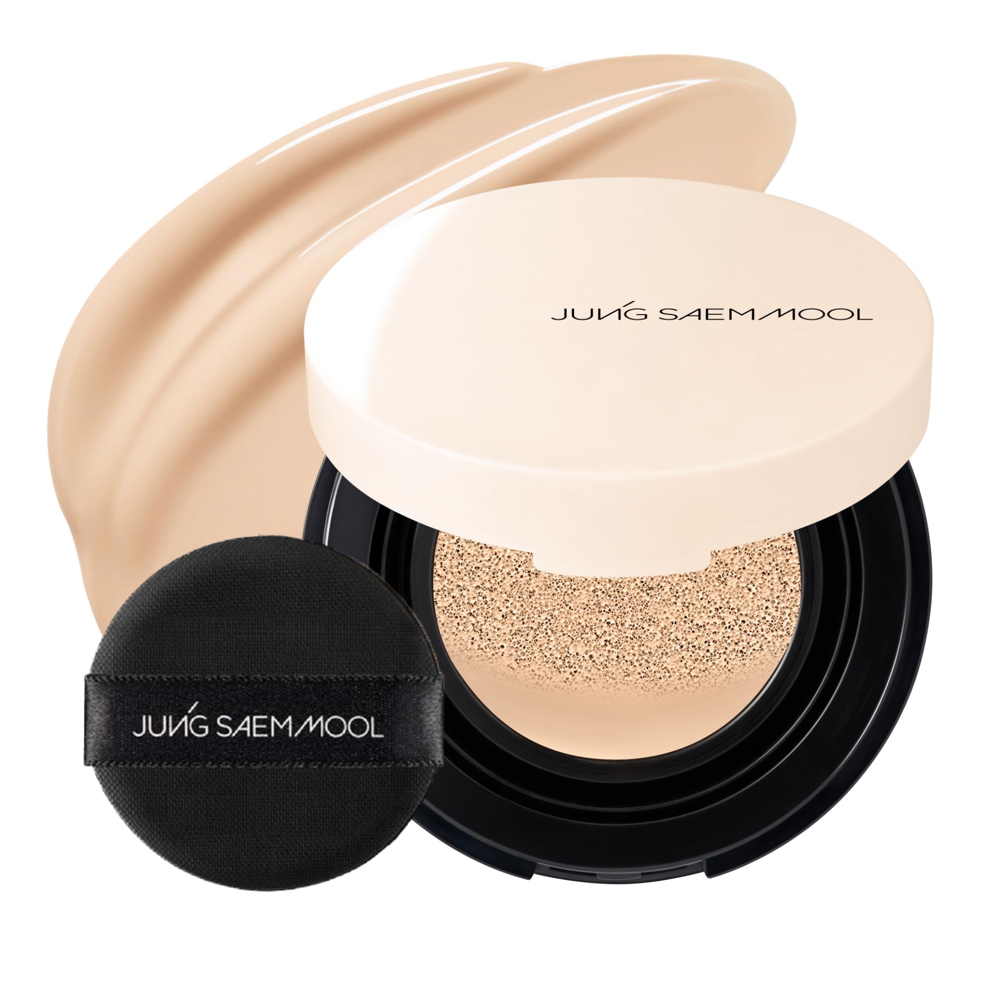 JUNG SAEM MOOL Essential Skin Nuder Cushion front view shows natural glow and buildable coverage.