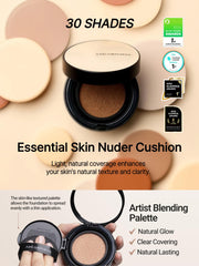JUNG SAEM MOOL Essential Skin Nuder Cushion mesh-puff supports precise, hygienic touch-ups.