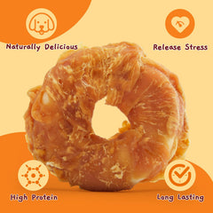 Jungle Calling rawhide donuts being chewed during playtime, promoting engagement