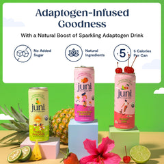 JUNI Cherry Lime can delivers a zesty lift for focus moments.