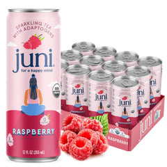 JUNI Raspberry Sparkling can, vibrant fizz for focused moments
