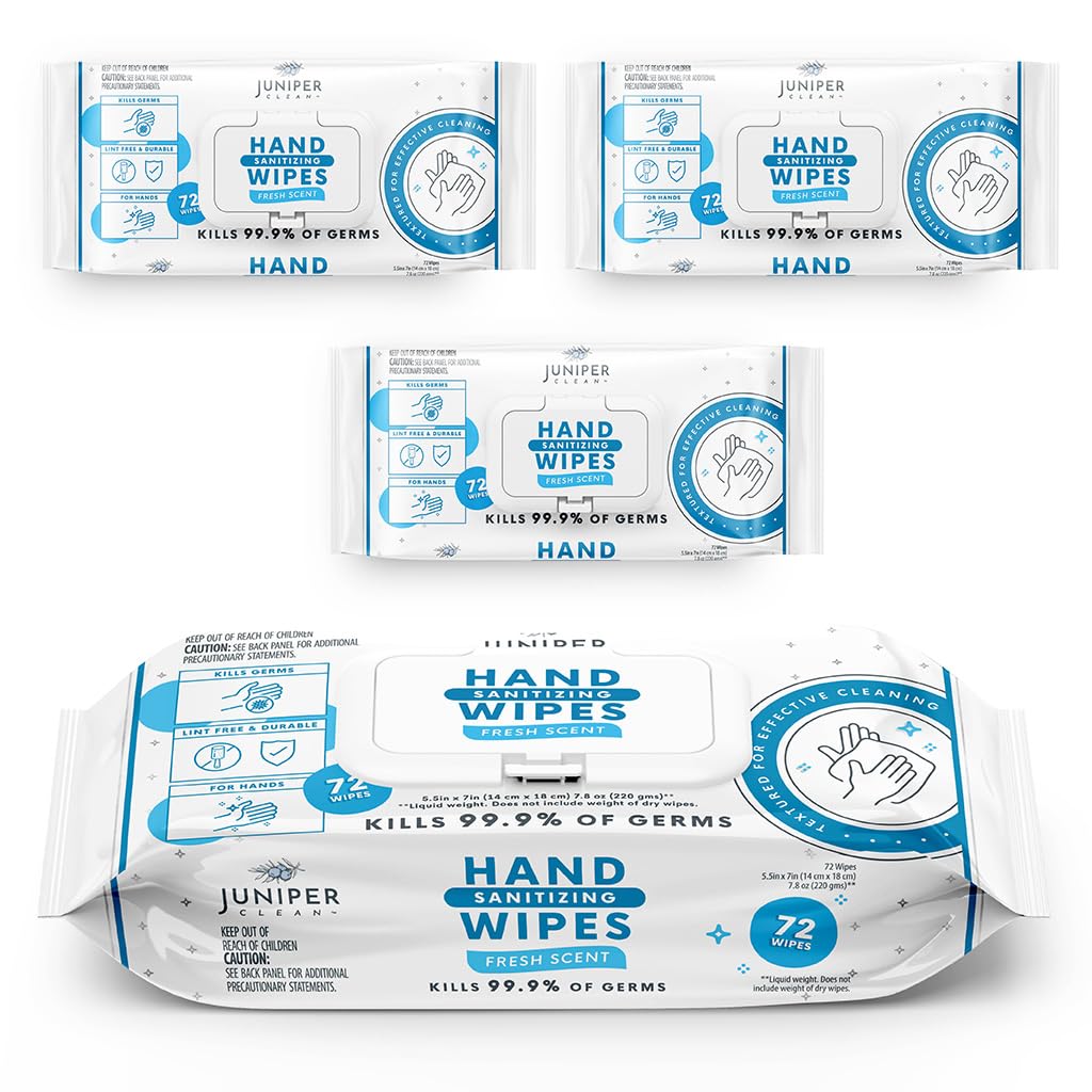 Juniper CLEAN 3-pack wipes front view, travel-ready