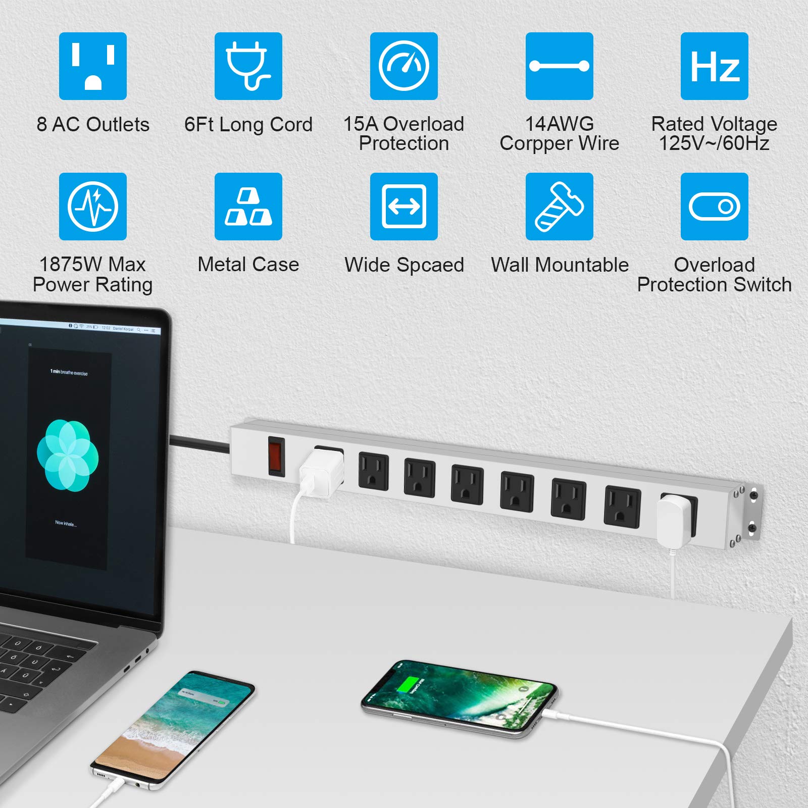 JUNNUJ overload-switch surge protector guards sensitive devices from spikes.