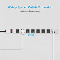 JUNNUJ wide-spaced outlets prevent plug clustering during busy sessions.