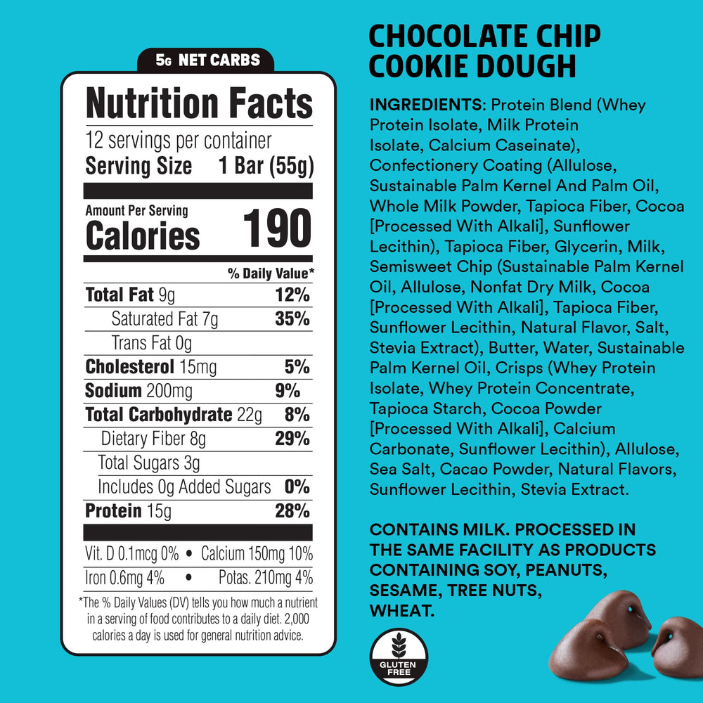 JUNKLESS Chocolate Chip Cookie Dough Bar ingredients close-up showing gluten-free recipe