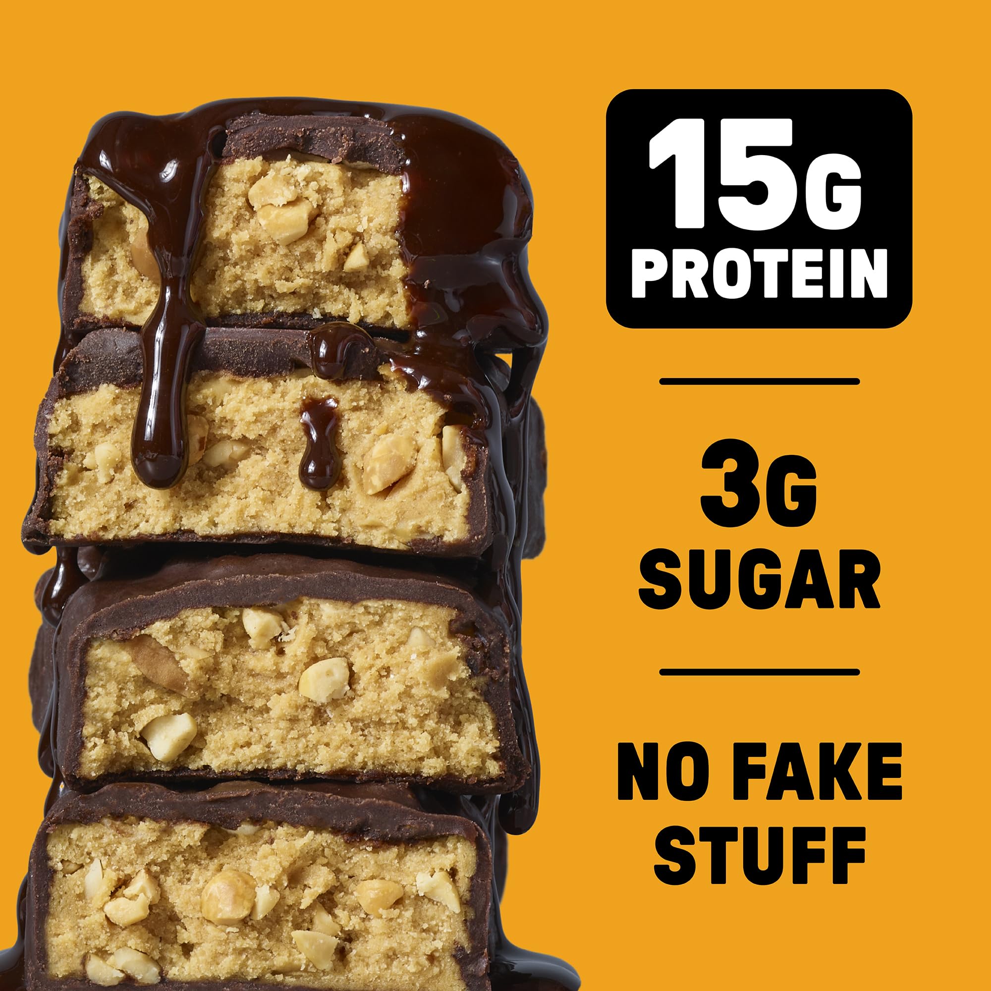 Junkless Chocolate Peanut Butter Bar closeup highlights real cocoa.