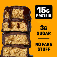 Junkless Chocolate Peanut Butter Bar closeup highlights real cocoa.