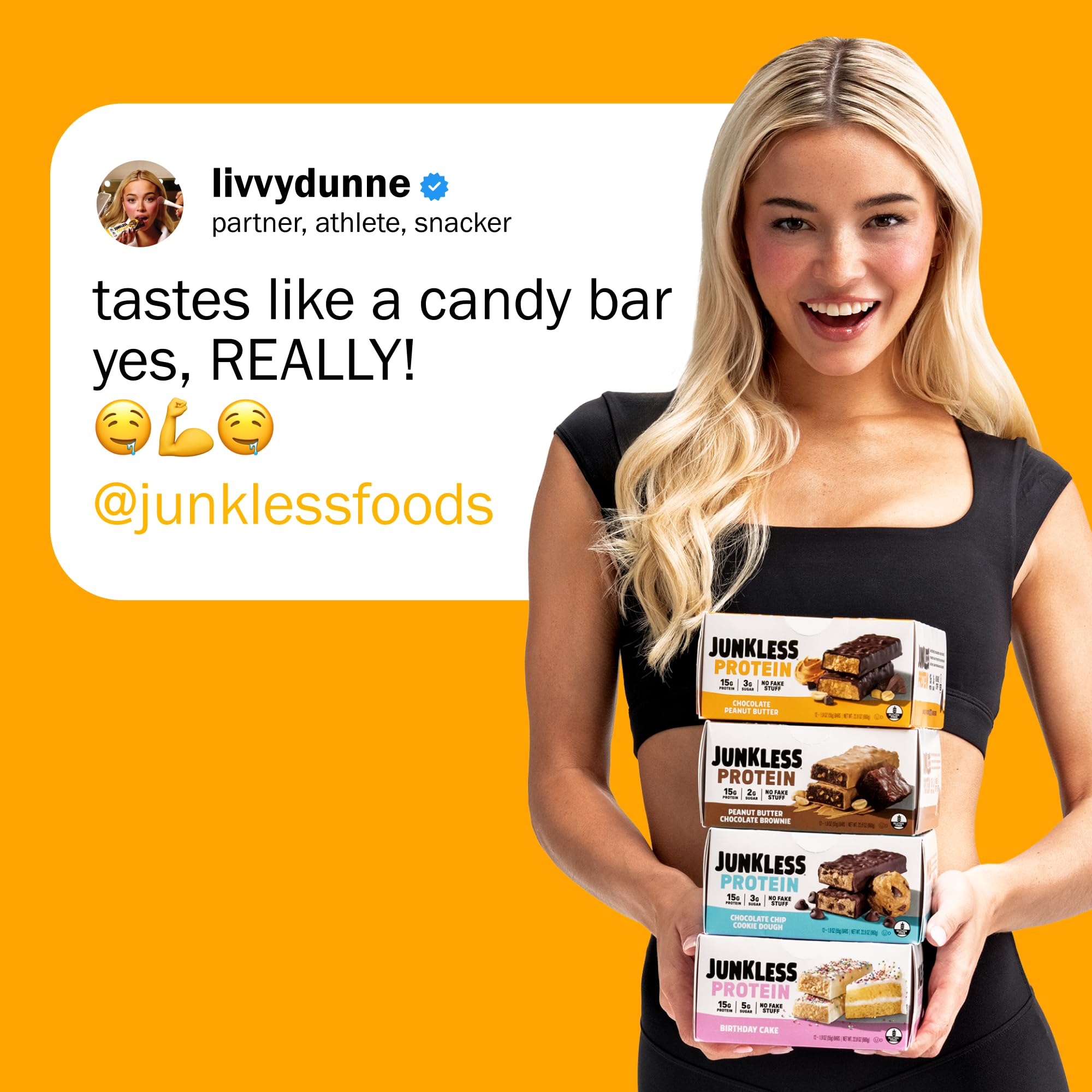 Junkless Chocolate Peanut Butter Bar cut view shows chewy texture.