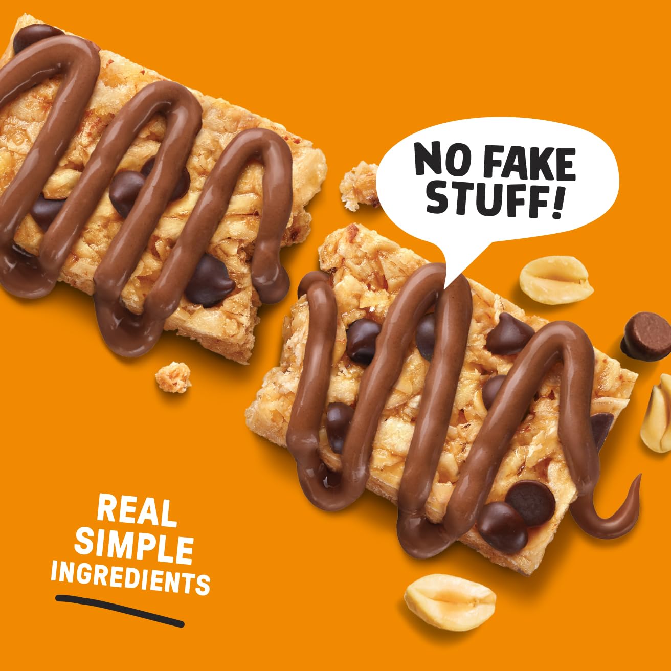 JUNKLESS bars soft and chewy texture shown in bite shot