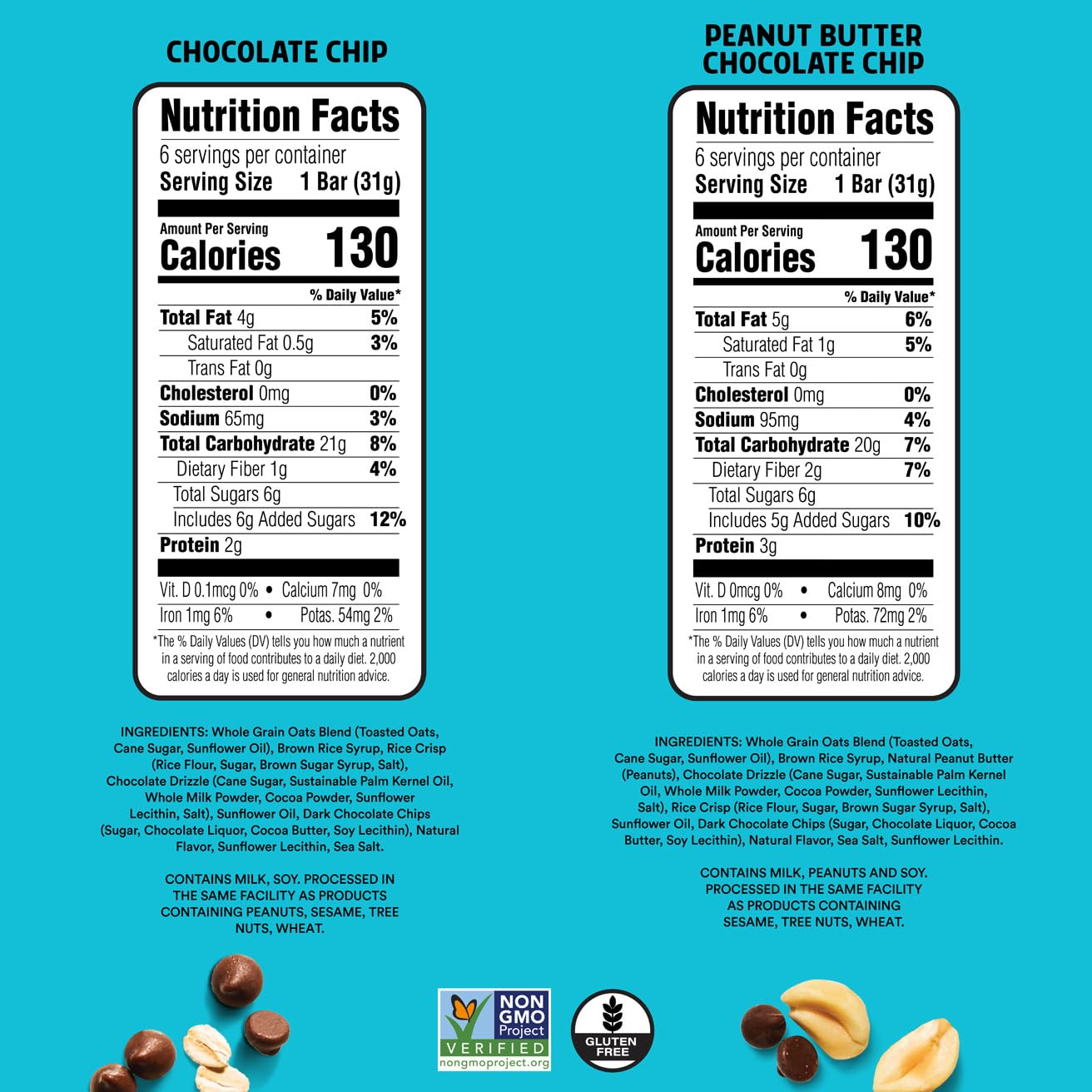 JUNKLESS bars peanut butter chocolate chip flavor close-up highlighting real ingredients for on-the-go energy