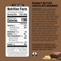 JUNKLESS Peanut Butter Chocolate Brownie Bar cross-section shows chewy texture.