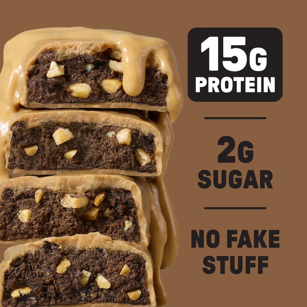 JUNKLESS Peanut Butter Chocolate Brownie Bar ingredient list highlights no artificial flavors.