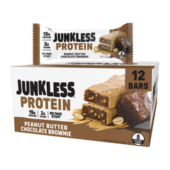 JUNKLESS Peanut Butter Chocolate Brownie Bar pack for easy, on-the-go snacking.
