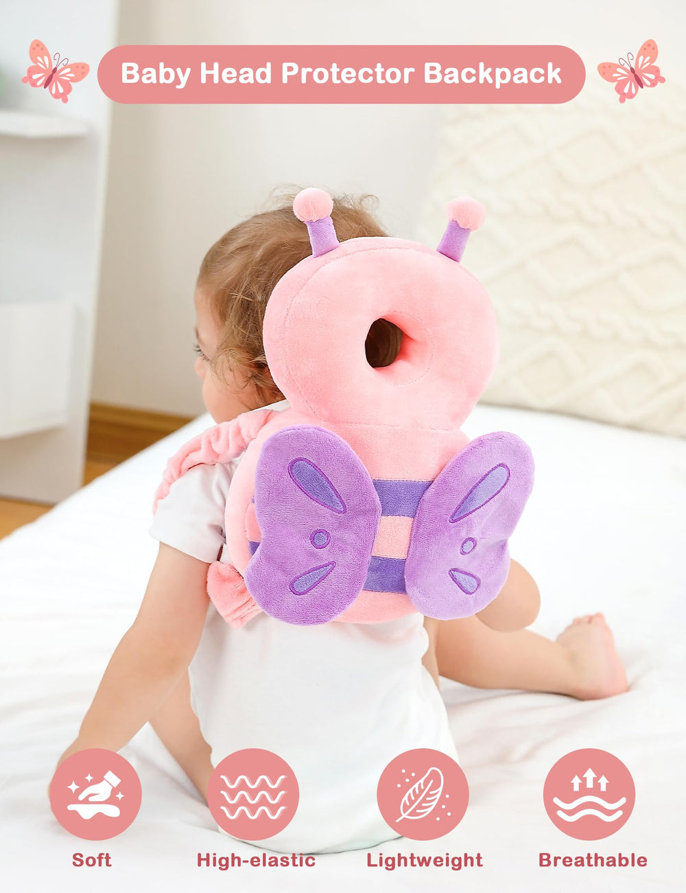 JunNeng head protector backpack with soft plush fabric for gentle touch