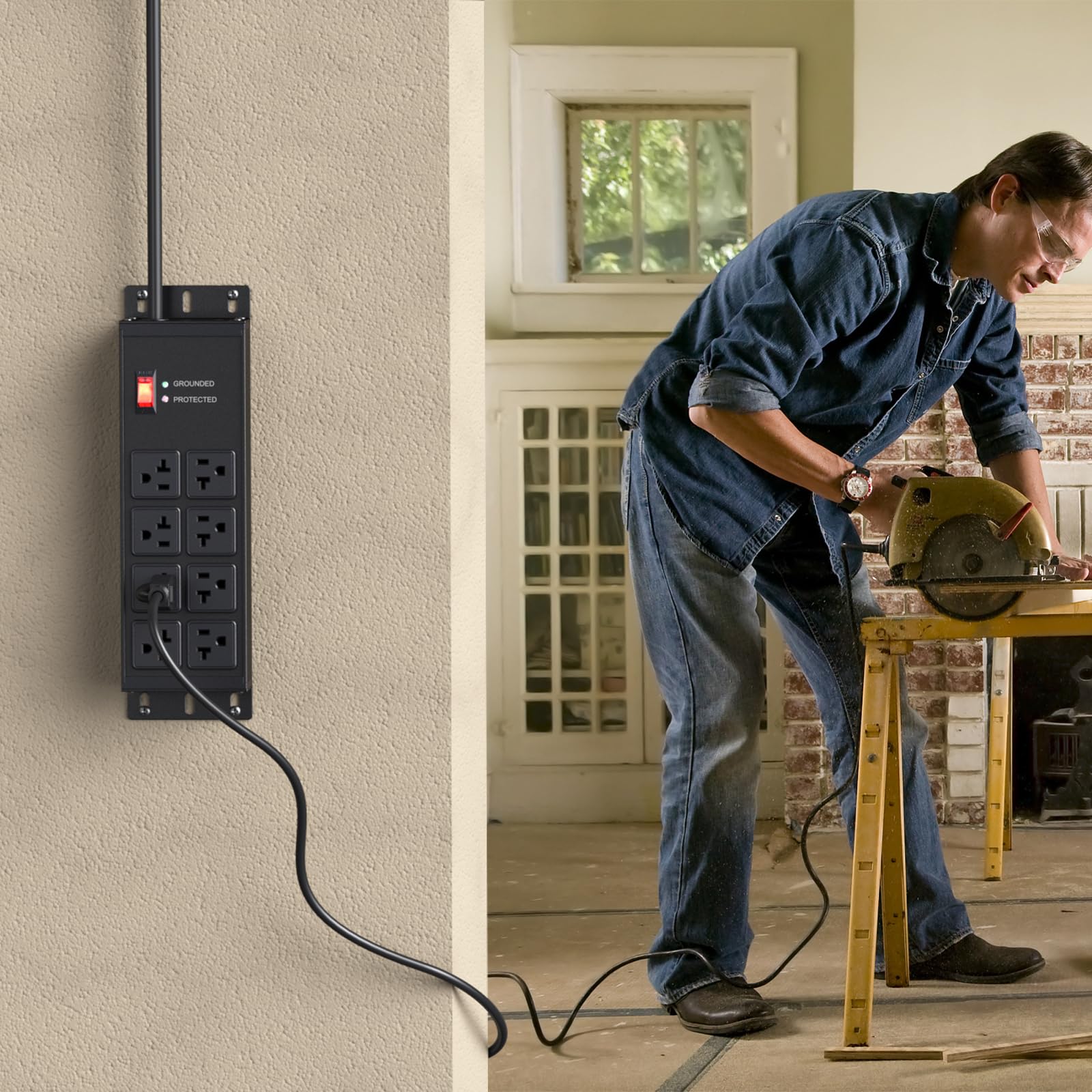 JUNNUJ 20A circuit breaker protection keeps devices safe from surges.
