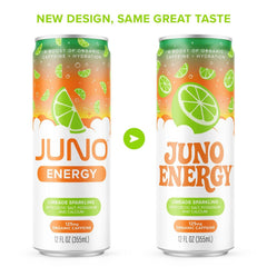 JUNO ENERGY Limeade glass pour captures sparkling hydration in a tall glass