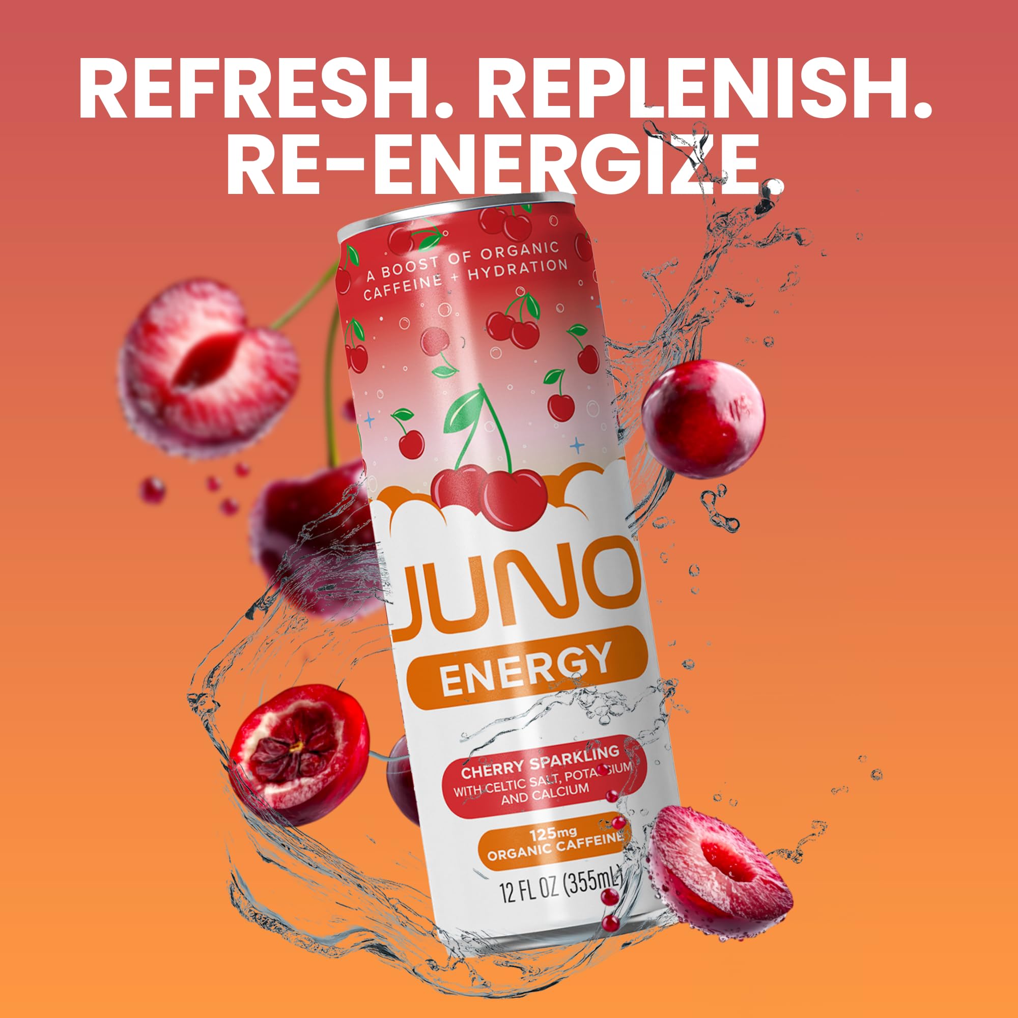 JUNO ENERGY Vegan and gluten-free badge on label.