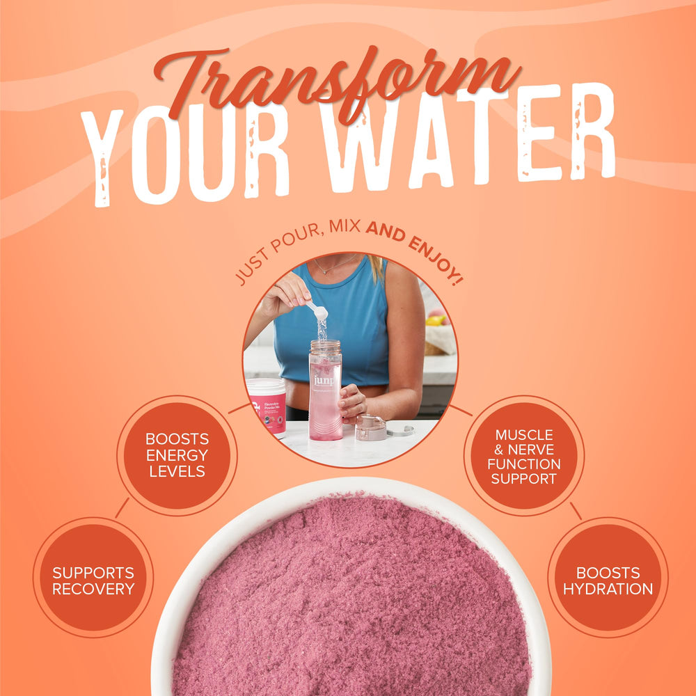 JUNP easy-mix powder dissolving clearly in water.