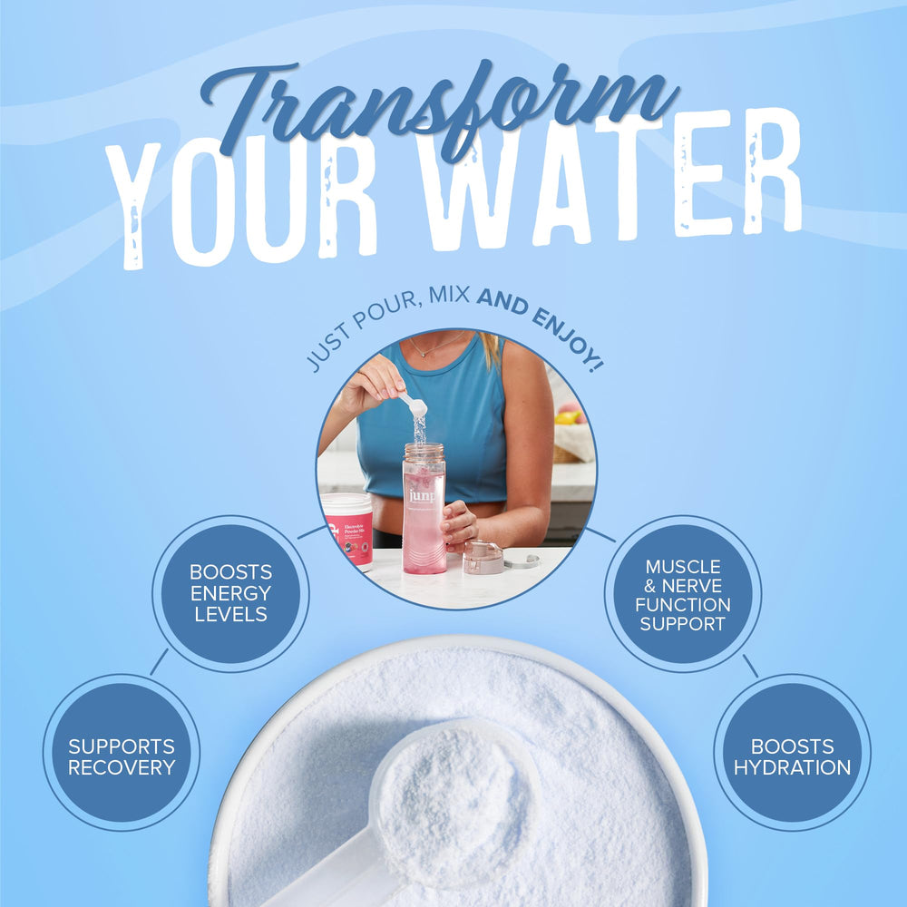 JUNP Berry Lemonade mixing action captures fast dissolve and portable hydration