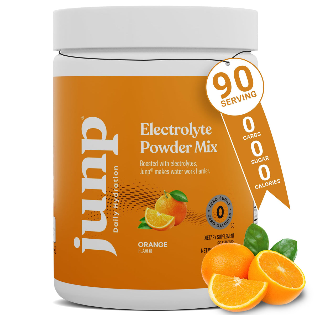 JUNP electrolytes powder orange tangy flavor boosts hydration during workouts.