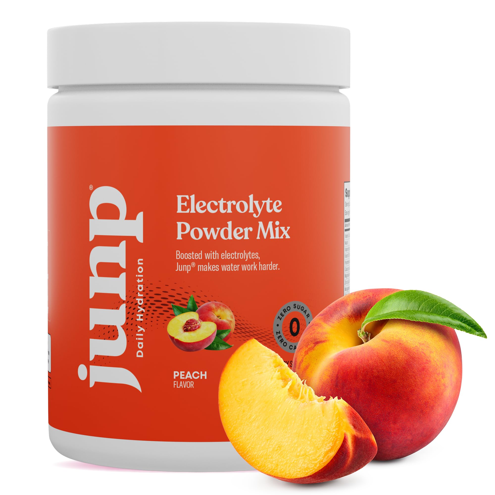 JUNP orchard fresh peach flavor glass showing fruity hydration for workouts.
