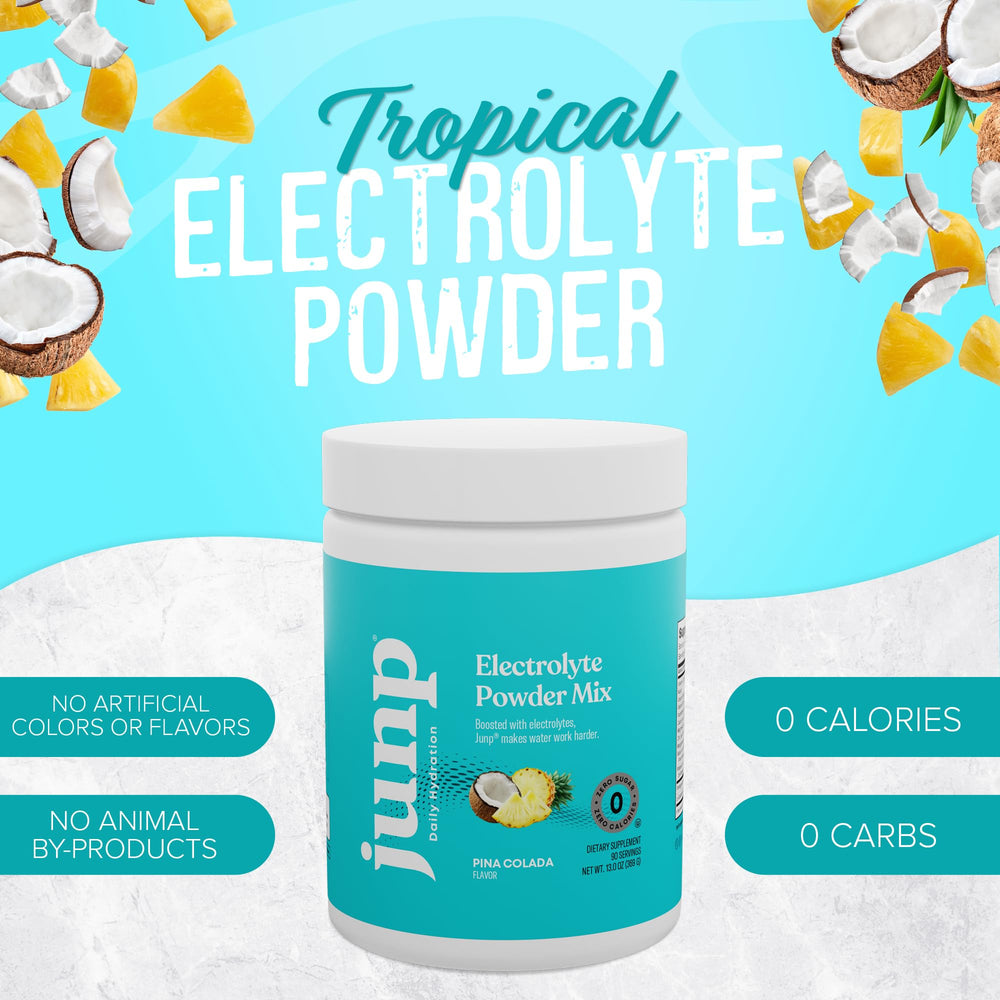 JUNP pina colada flavor in glass ready for refreshing hydration
