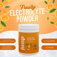 JUNP electrolytes powder being poured into water for quick mixing.