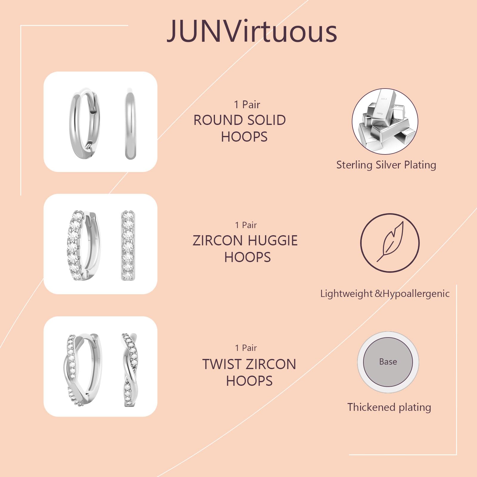 JUNVirtuous minimalist design hoop earrings enhances outfits
