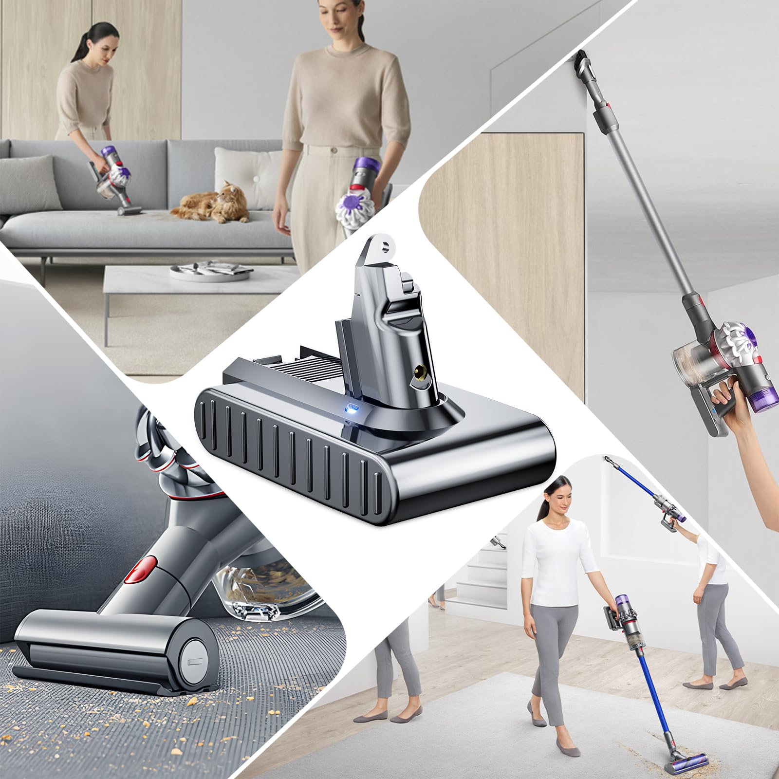JUNWOOD Dyson V6 battery two-filters pack provides extra filtration for cleaner air