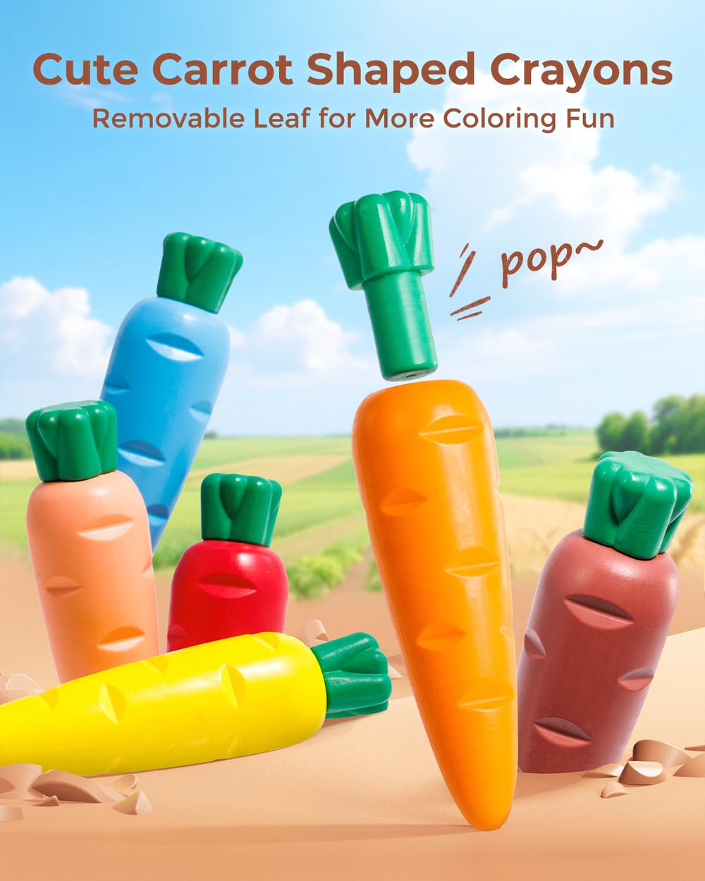 JUPITEARTH carrot crayons carrot-shaped design for easy grip