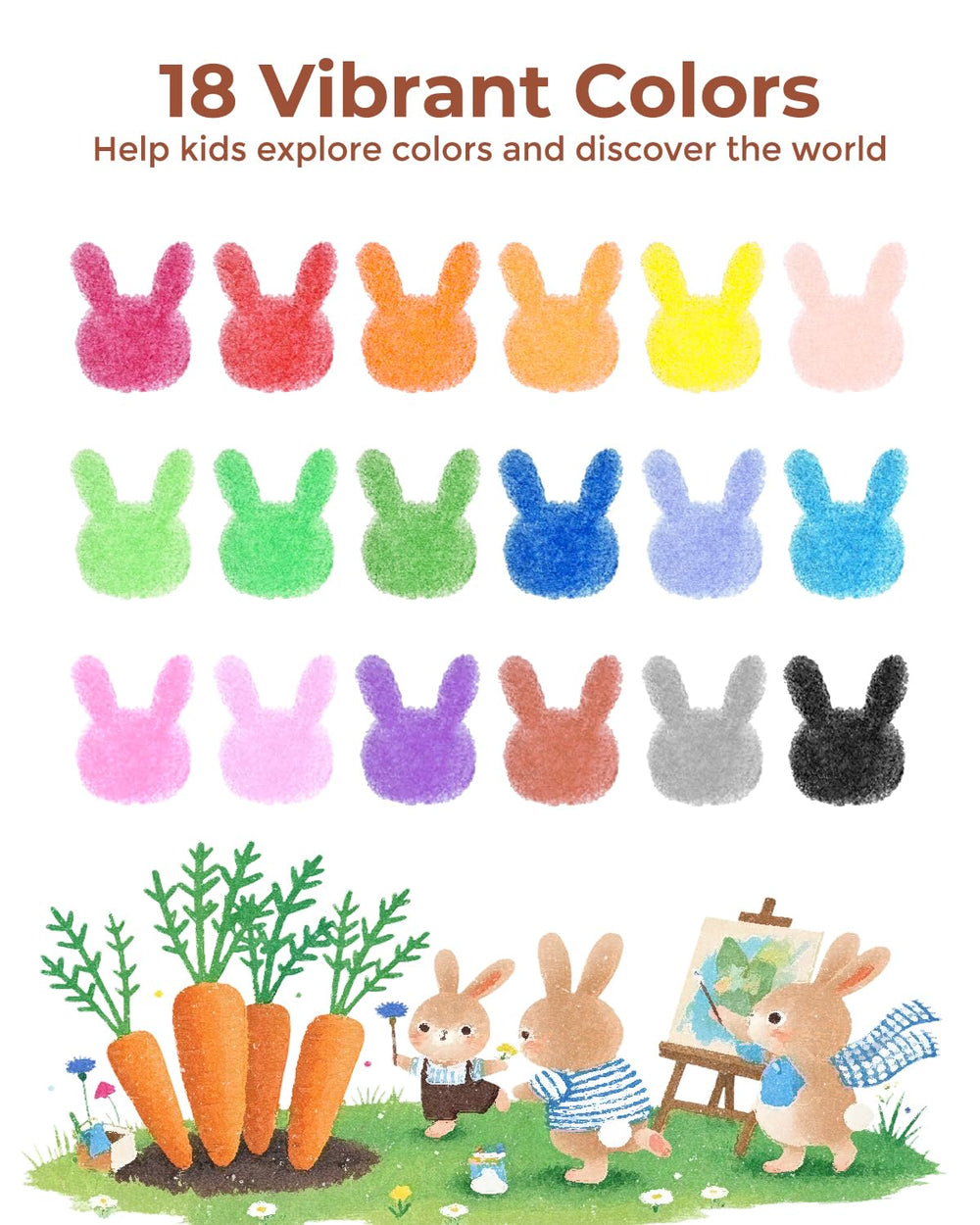 JUPITEARTH carrot crayons coloring book and learning guides included