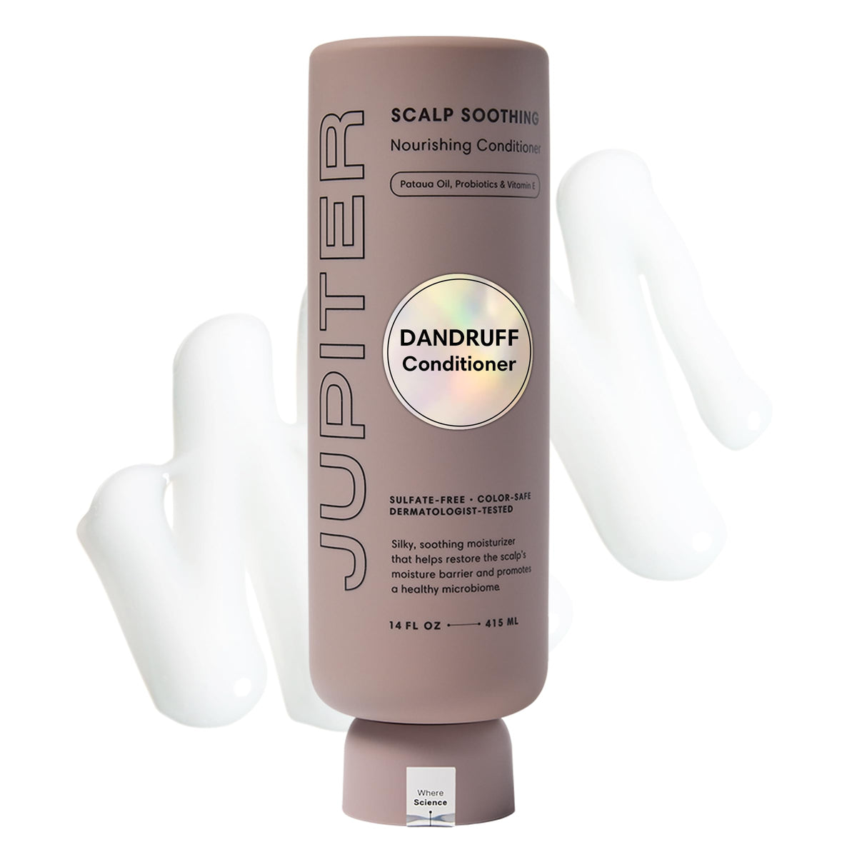 Jupiter Nourishing Conditioner bottle promotes daily scalp hydration and smooth hair.