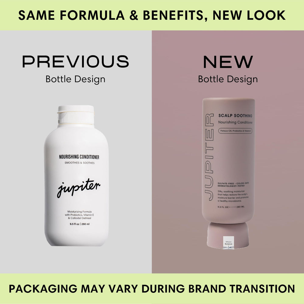 Jupiter Nourishing Conditioner texture close-up showing creamy formula for frizz control.