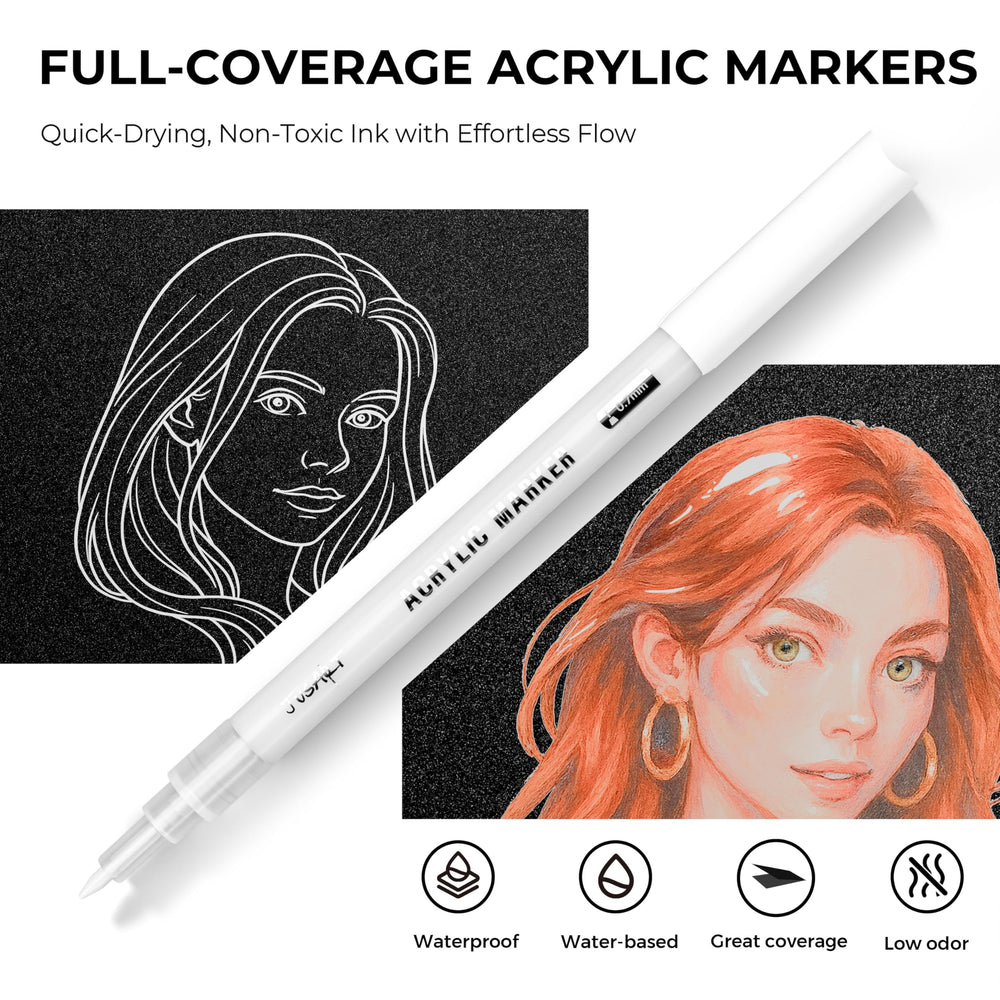 JusArt white marker cap snaps securely to prevent ink drying.
