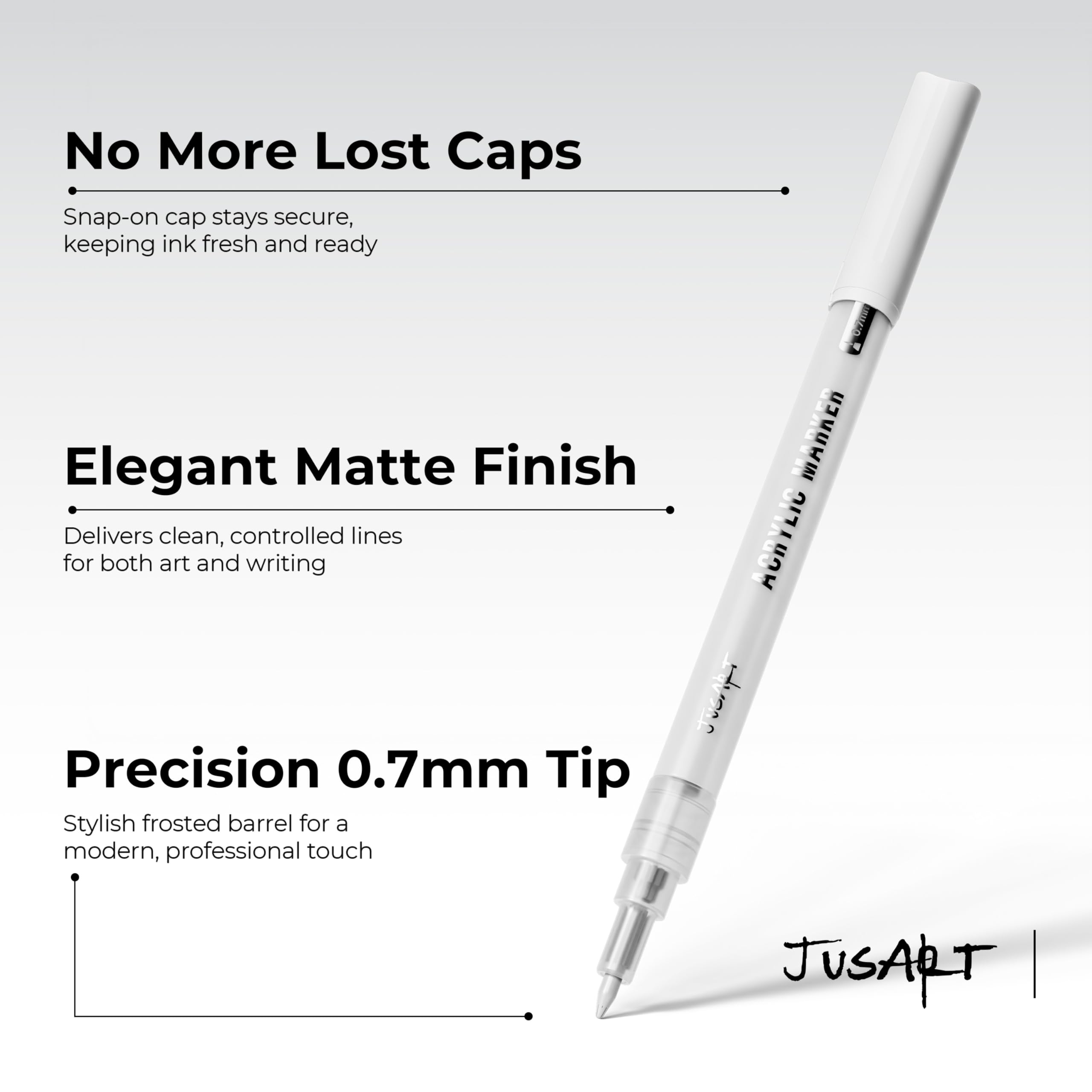 JusArt white marker on glass or ceramic creates crisp lines.