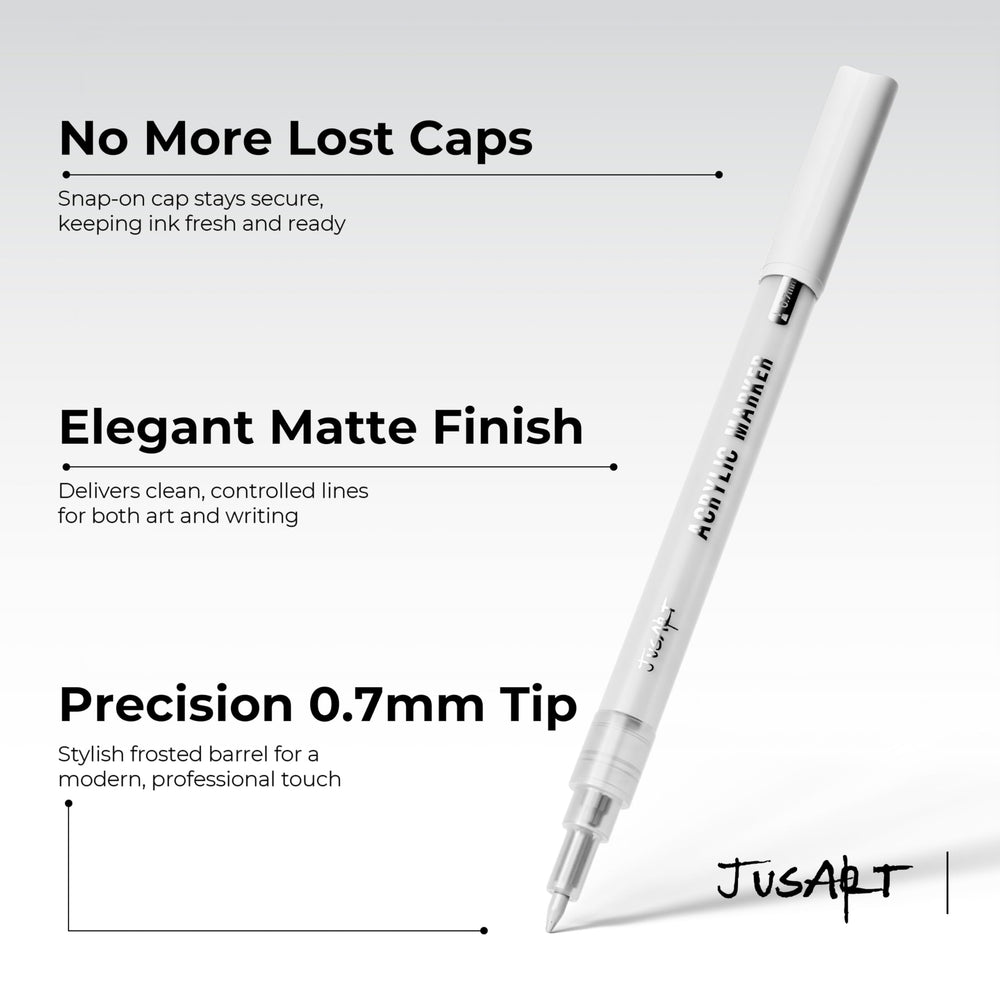JusArt white marker on glass or ceramic creates crisp lines.