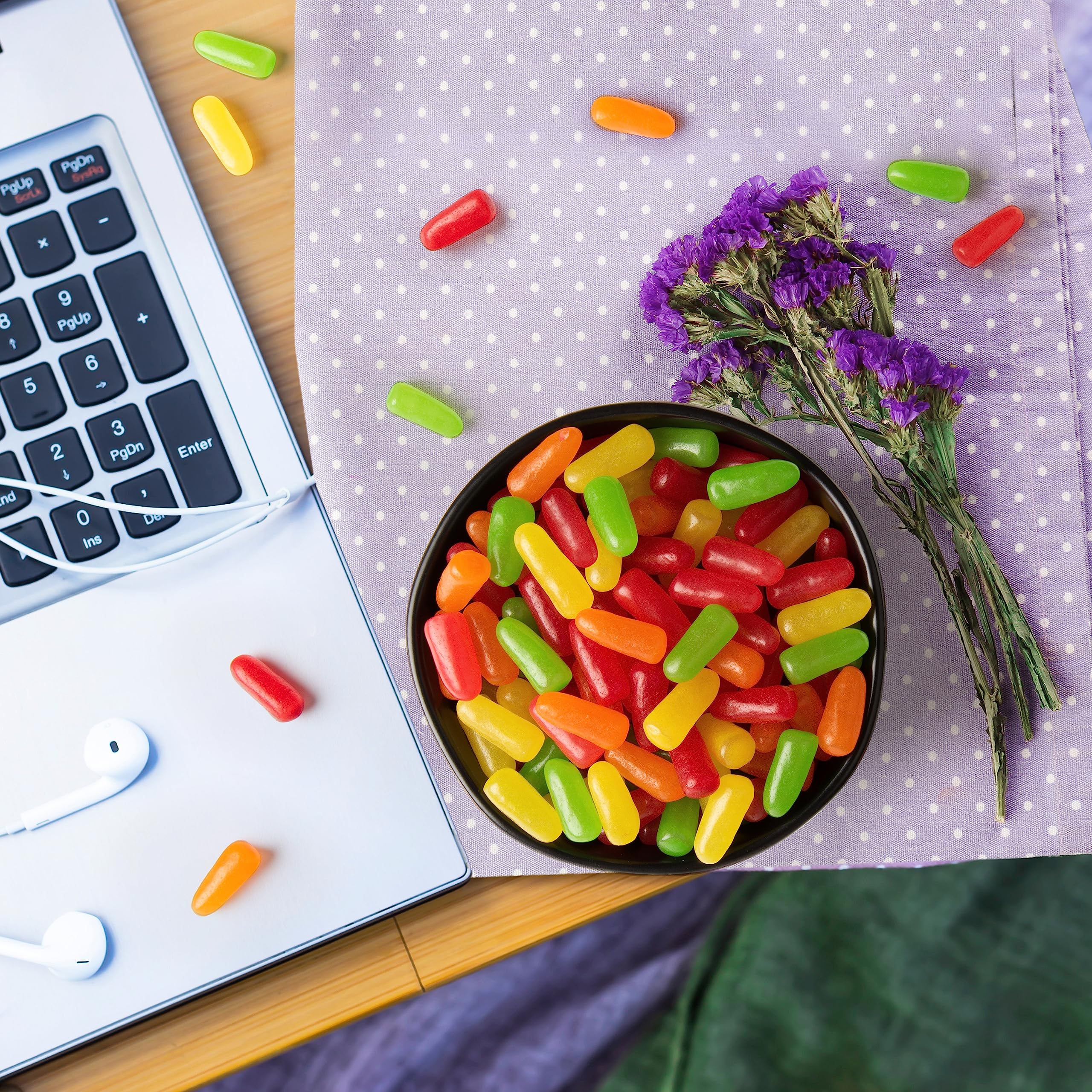 Just Born Mike and Ike Original Fruits flavor variety close-up, a classic fruity chewy treat.