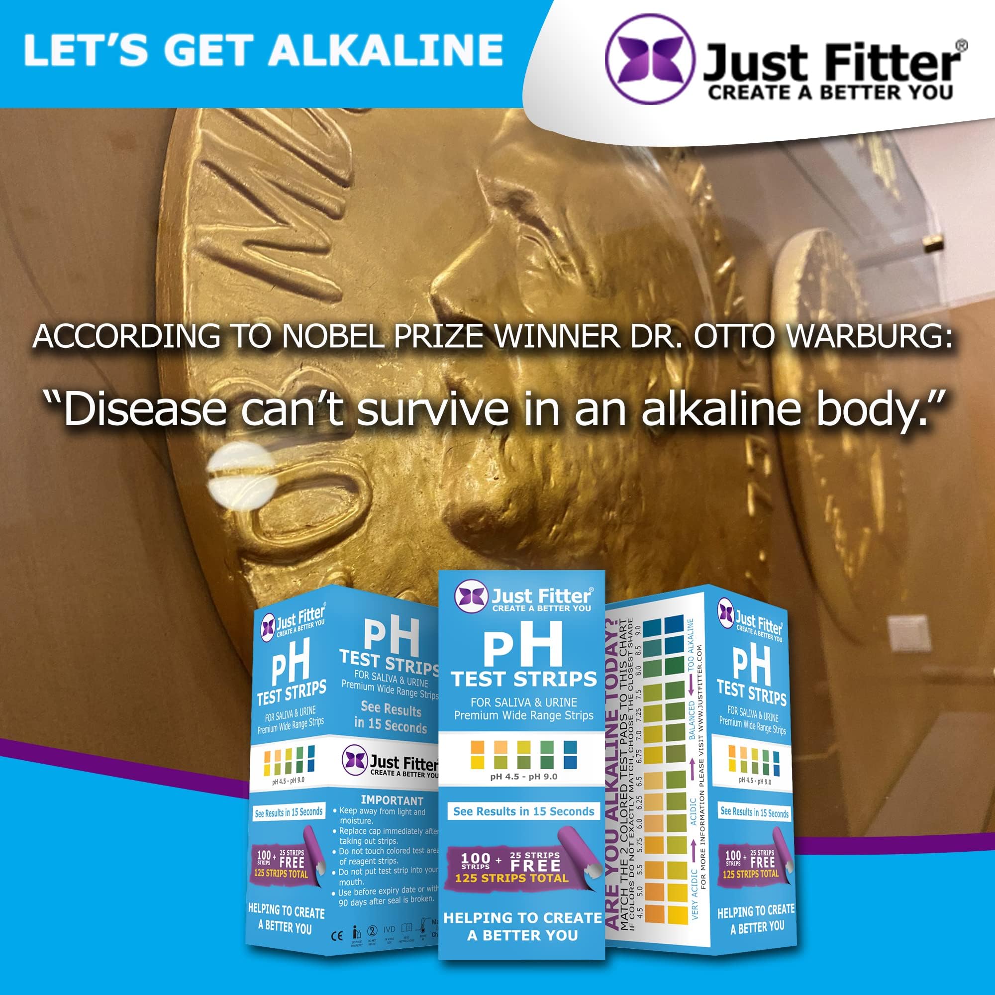 Just Fitter saliva pH strip designed for daily pH monitoring.