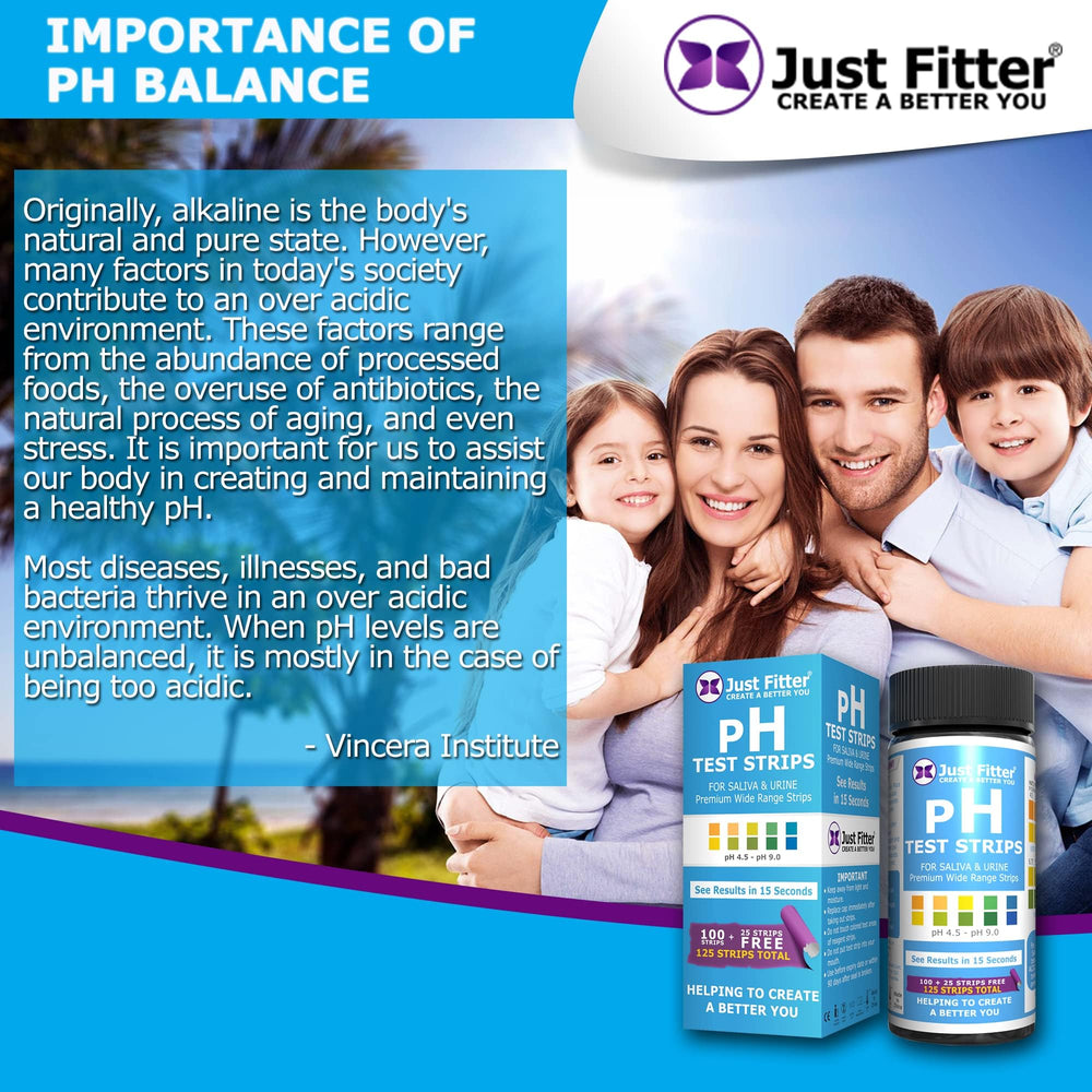 Just Fitter urine pH strip shows color change for mid-morning testing.
