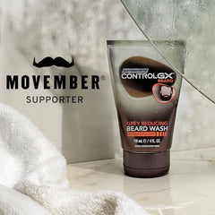 Just for Men Control GX lather demonstrates gradual grey reduction on facial hair.