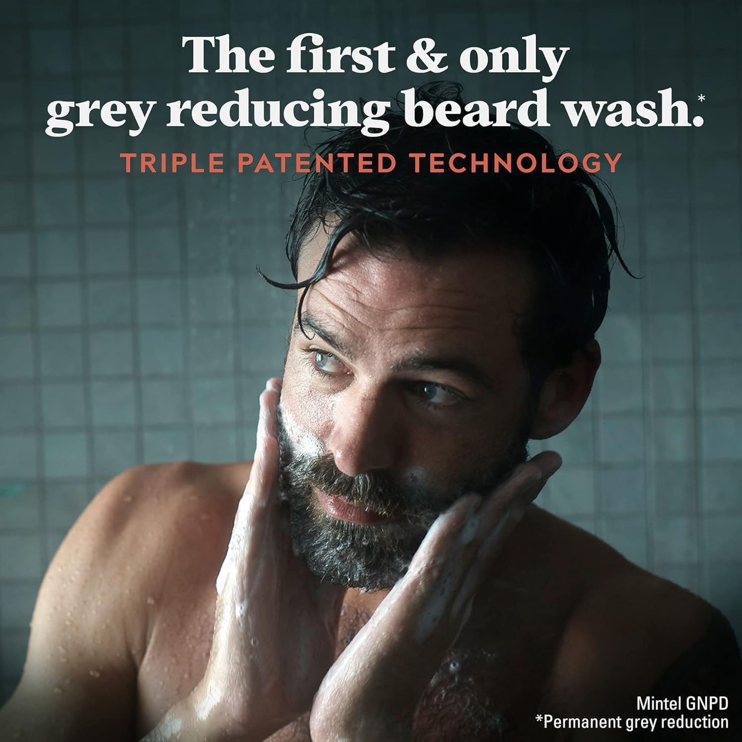 Just for Men Control GX gradual grey reduction shown on beard over time.