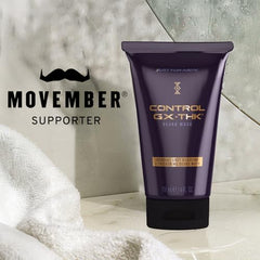 Just for Men Control GX + THK beard wash bottle side highlights compatibility with all beard textures.